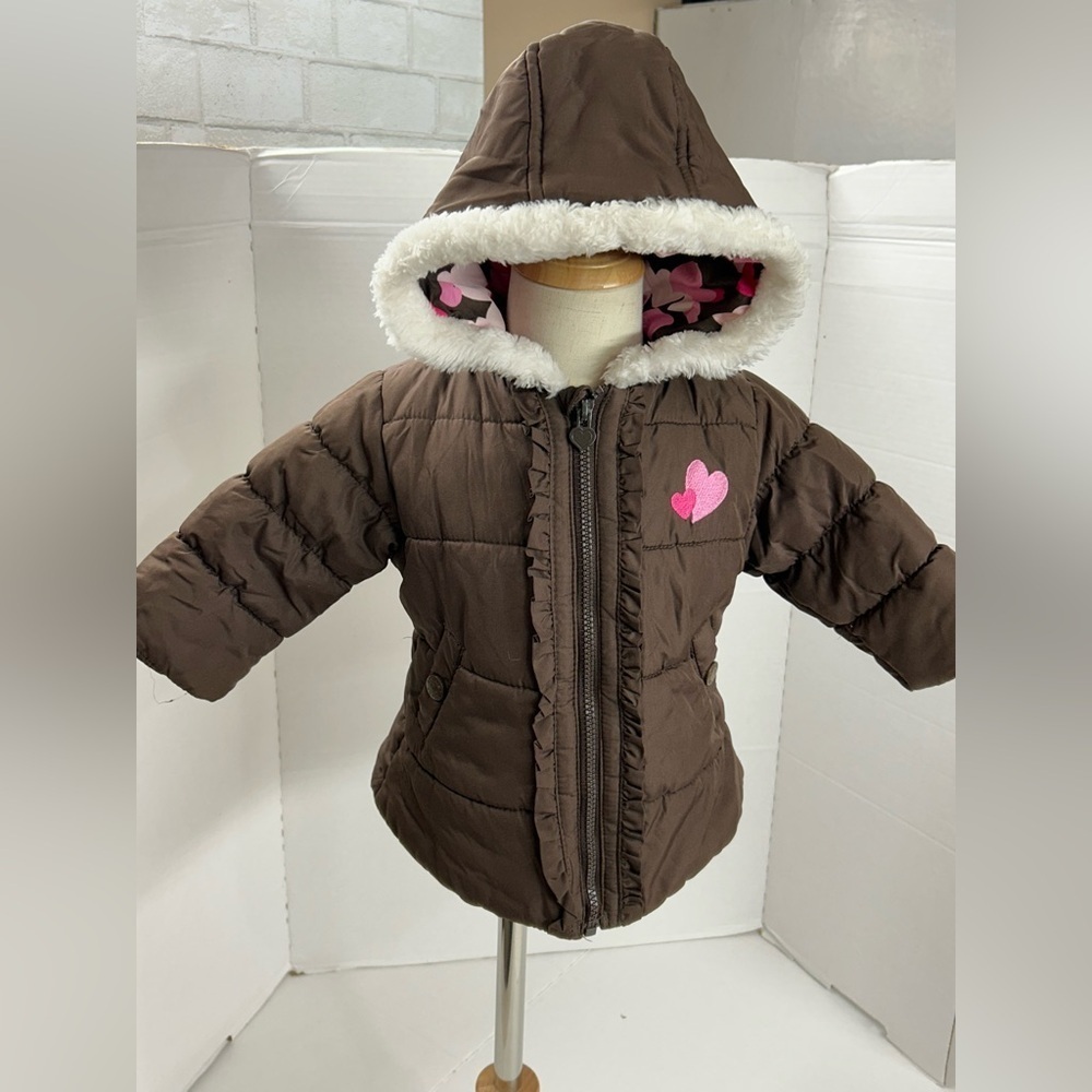 OshKosh B'gosh Brown Jacket with Pink Heart Accents